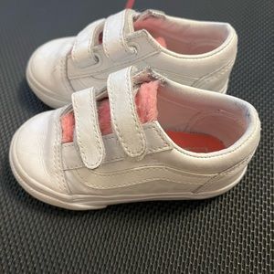 White Leather Giraffe Print Vans 6C